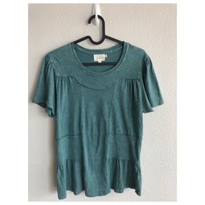 Antropologie Deletta Green Acid Wash Tee Size XS